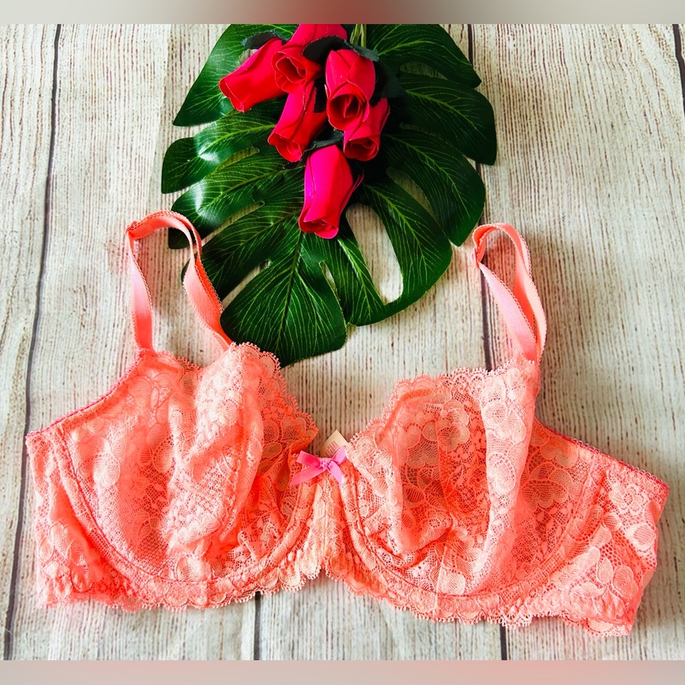 Victoria’s Secret Orange Dream Angels Unlined Lace Underwire Demi Bra Size 34C